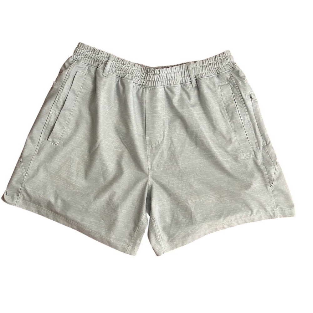 Fins & Feathers Men's Shorts Size XL Heather Gray Stretch Lined Zip Pocket